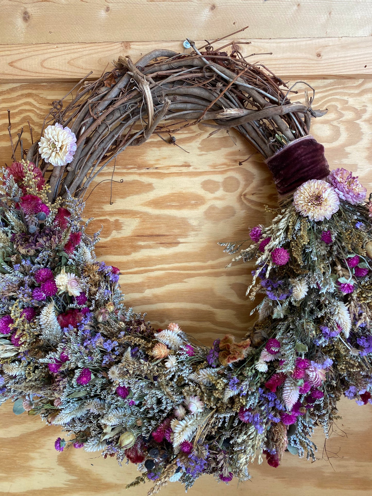 Dried Flower Wreath - 18" Grapevine Base