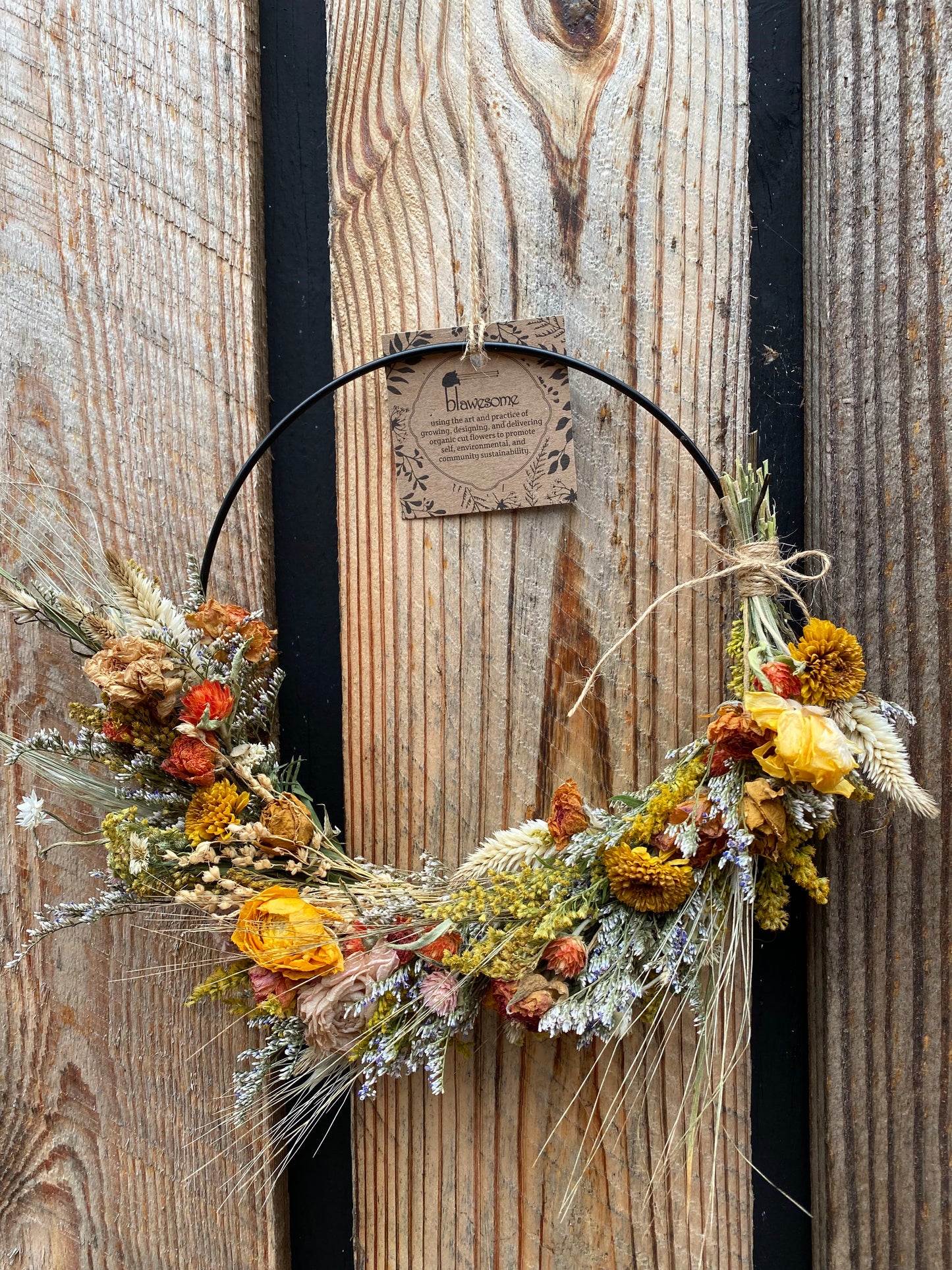 Dried Flower Wreath - 8" Metal Base