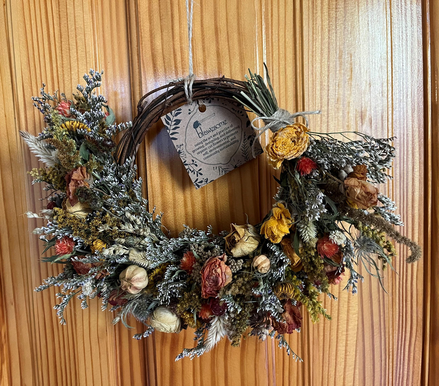 Dried Flower Wreath - 8" Grapevine Base